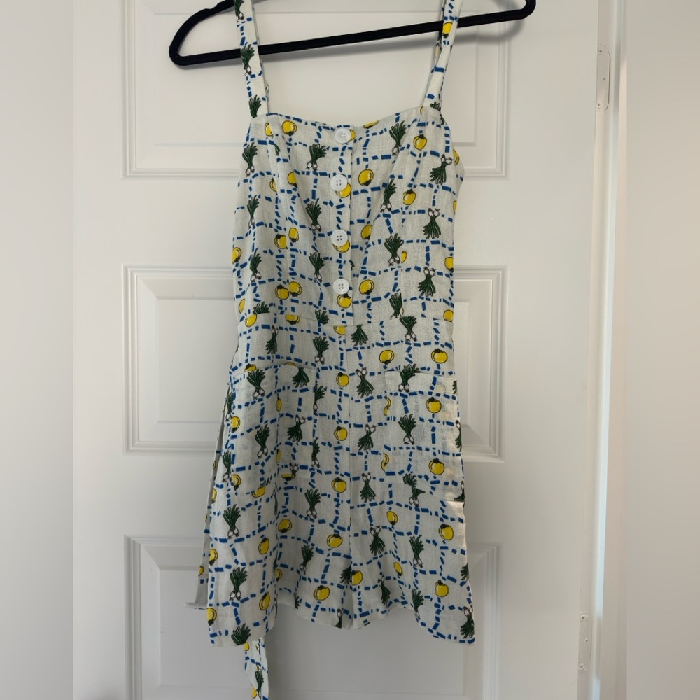 Staud Crudite Print Romper with Belt